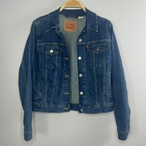 Levi Strauss Dark Wash Denim Jacket Size Large Button Front Jean Jacket